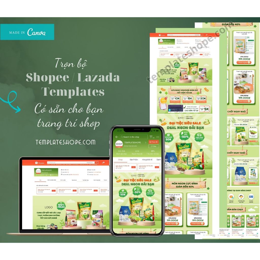 Shopee template / banner trang trí shop ngành bách hoá online chuyên nghiệp giá rẻ