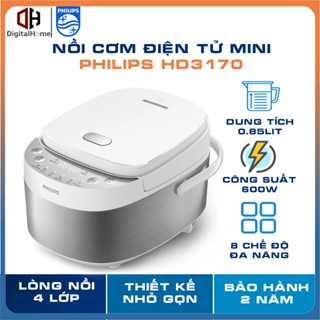 Nồi Cơm Điện Tử Mini Philips HD3170, 0.85Lit - 600w, 8 Chế Độ Nấu, BH 24 Tháng