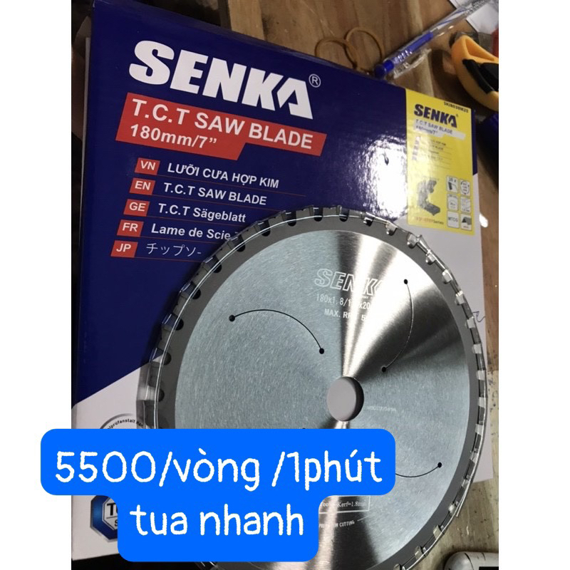 LƯỠI CƯA  HỢP KIM CẮT SẮT SENKA 180x1.8x20x38Răng Tốc độ 5500/vòng