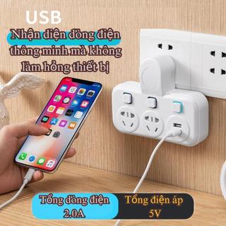 Ổ cắm chia điện đa năng công tắc riêng từng ổ có đèn ngủ 2500W - Ổ điện USB chia 2 chia 3 chia 4 đa dụng