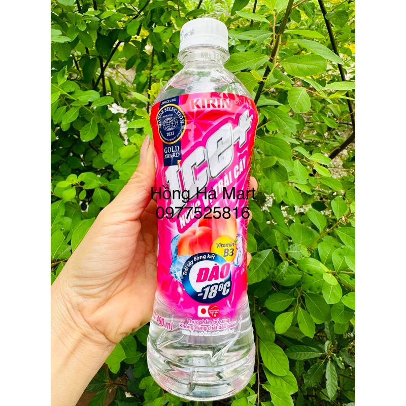 Thùng 24 chai nước uống vị trái cây Ice+ đào chai 490ml