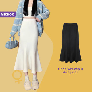Chân Váy Midi Công Sở MICHOO Kéo Khoá Sau Dáng Đuôi Cá