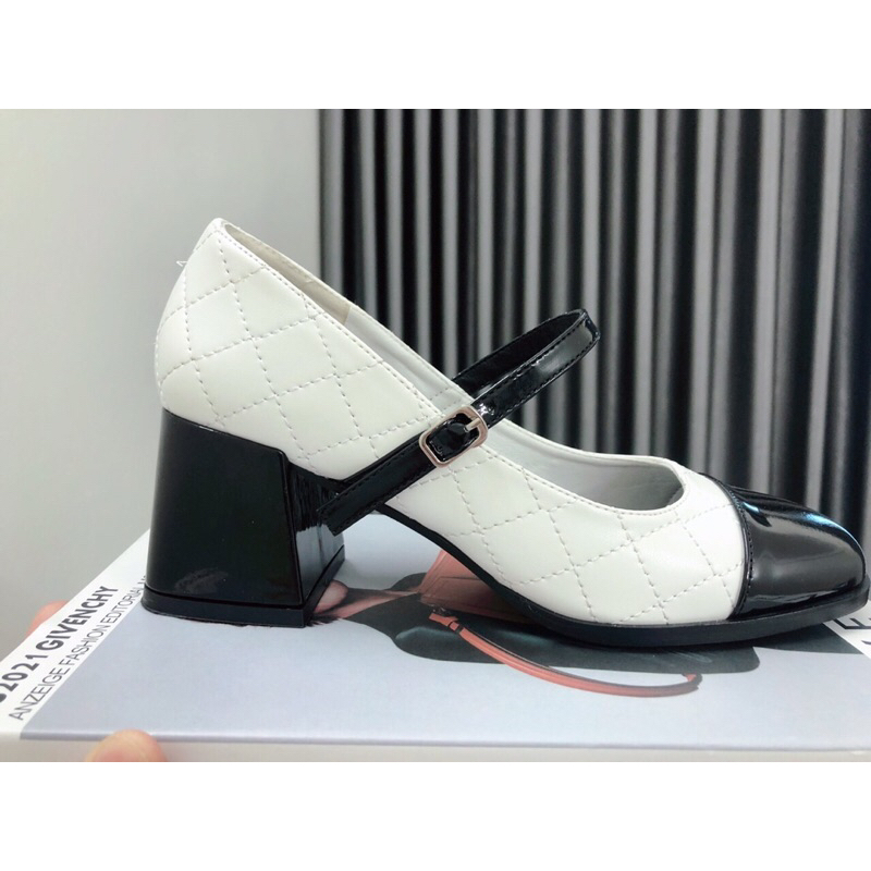 Giày Cao Gót Nữ, Dép cao gót Mary Jane cao 5cm có khóa gài quai ngang mũi vuông cho nữ đế siêu êm chân