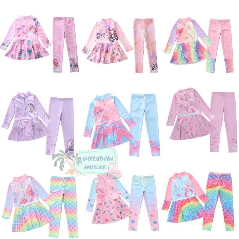 Nhiều mẫu Đồ bơi 2 chi tiết tay dài quần dài kiểu chân váy cho bé gái size đại mã SW0760 - DOTAbébi HOUSE