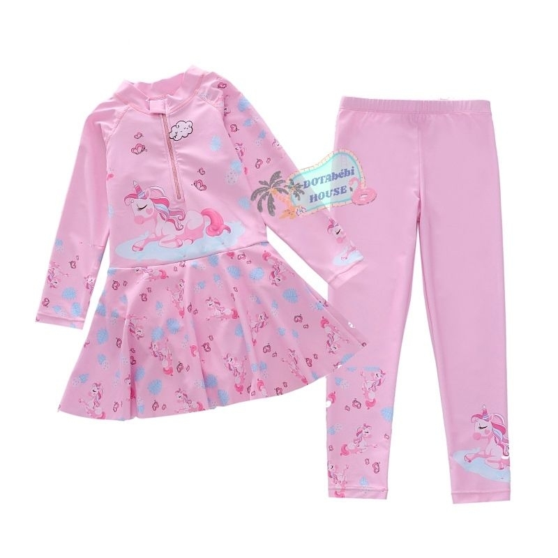 Nhiều mẫu Đồ bơi 2 chi tiết tay dài quần dài kiểu chân váy cho bé gái size đại mã SW0760 - DOTAbébi HOUSE