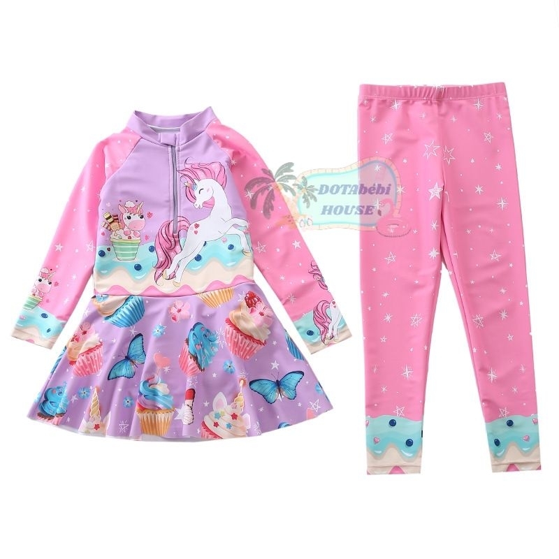 Nhiều mẫu Đồ bơi 2 chi tiết tay dài quần dài kiểu chân váy cho bé gái size đại mã SW0760 - DOTAbébi HOUSE