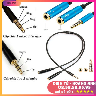 Dây jack cáp Chia 2 Tai Nghe, Cáp Chia 2 Cổng 3.5mm Dây Chia Từ 1 Ra 2 Tai Nghe Đầu Nhôm Jack Cắm 3.5Mmm