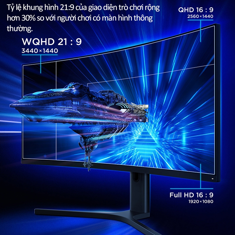 Màn hình máy tính cong Xiaomi 34 inch 2K 144Hz 121%sRGB Mi Curved Gaming Monitor 1500R HDR AMD FreeSync Premium | BigBuy360 - bigbuy360.vn