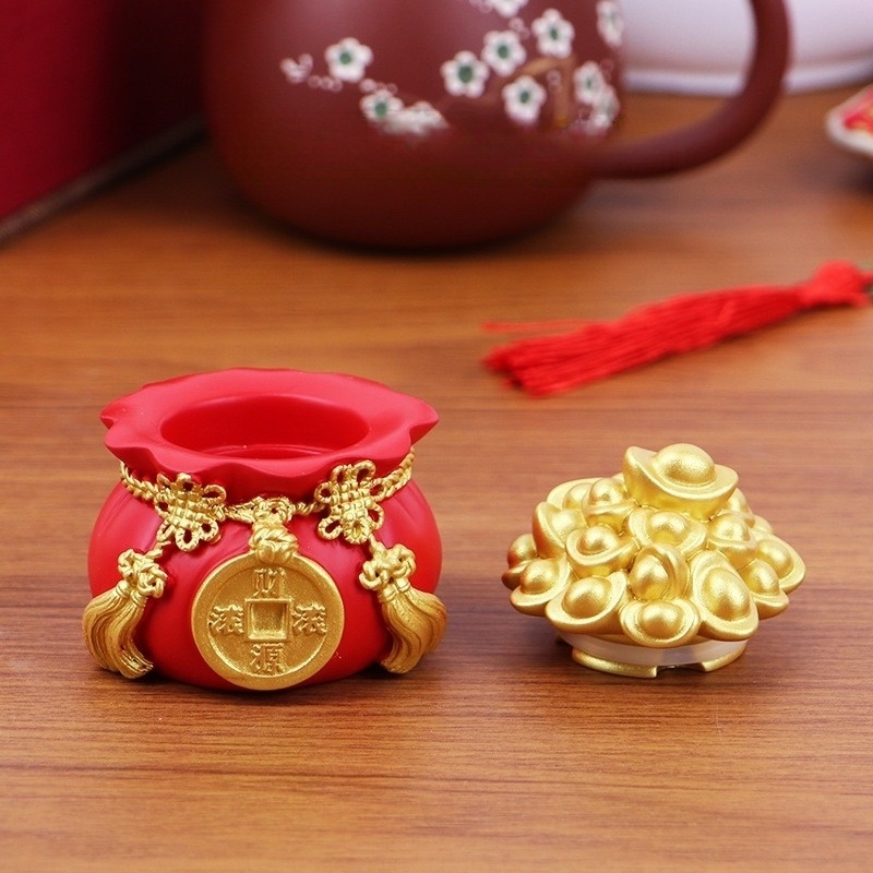 Hũ Đựng Muối Gạo Tài Lộc , Túi Thần Tài May Mắn Trang Trí Ban Thờ, phong thuỷ trong nhà 5.5*6*5.5cm