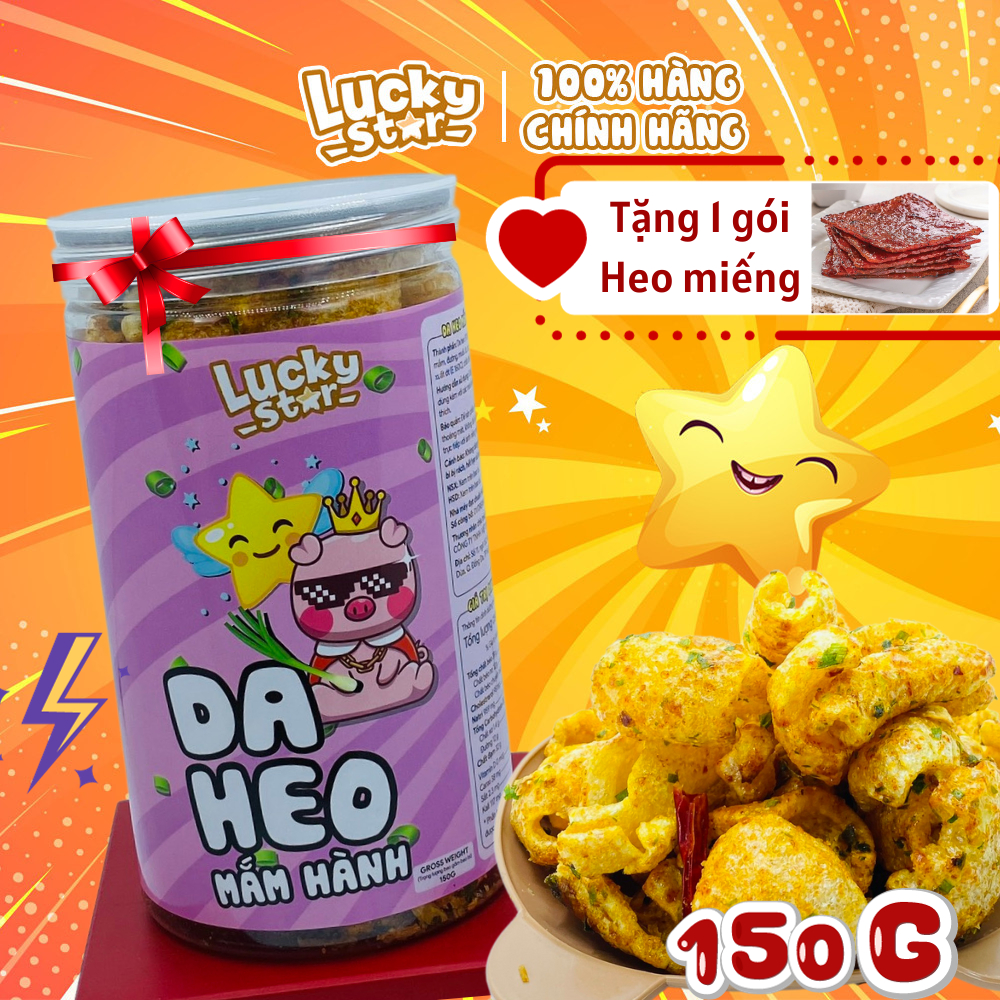 Da heo chiên giòn mắm hành Lucky Star hũ 150g, combo ăn vặt ngon rẻ cay