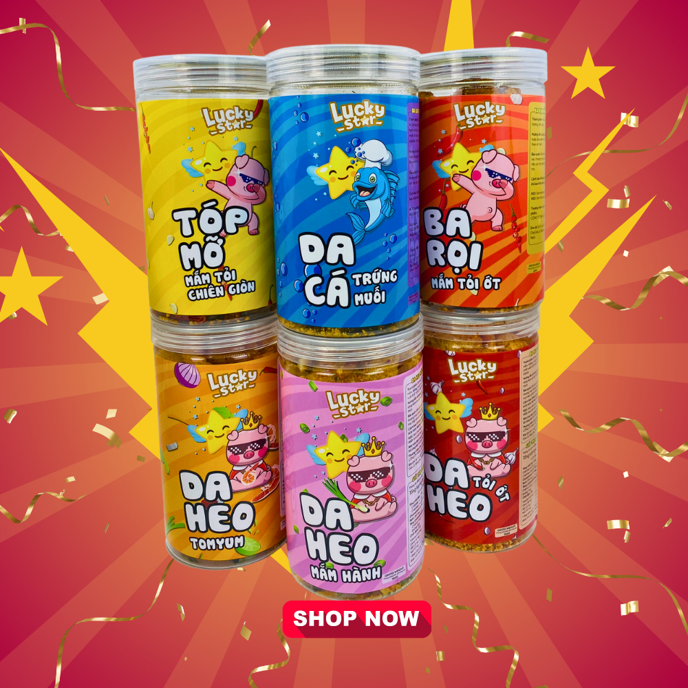 Da heo chiên giòn mắm hành Lucky Star hũ 150g, combo ăn vặt ngon rẻ cay