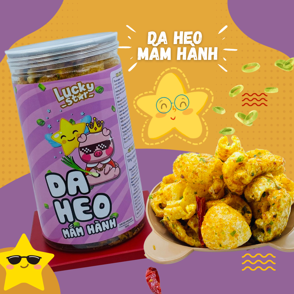 Da heo chiên giòn mắm hành Lucky Star hũ 150g, combo ăn vặt ngon rẻ cay