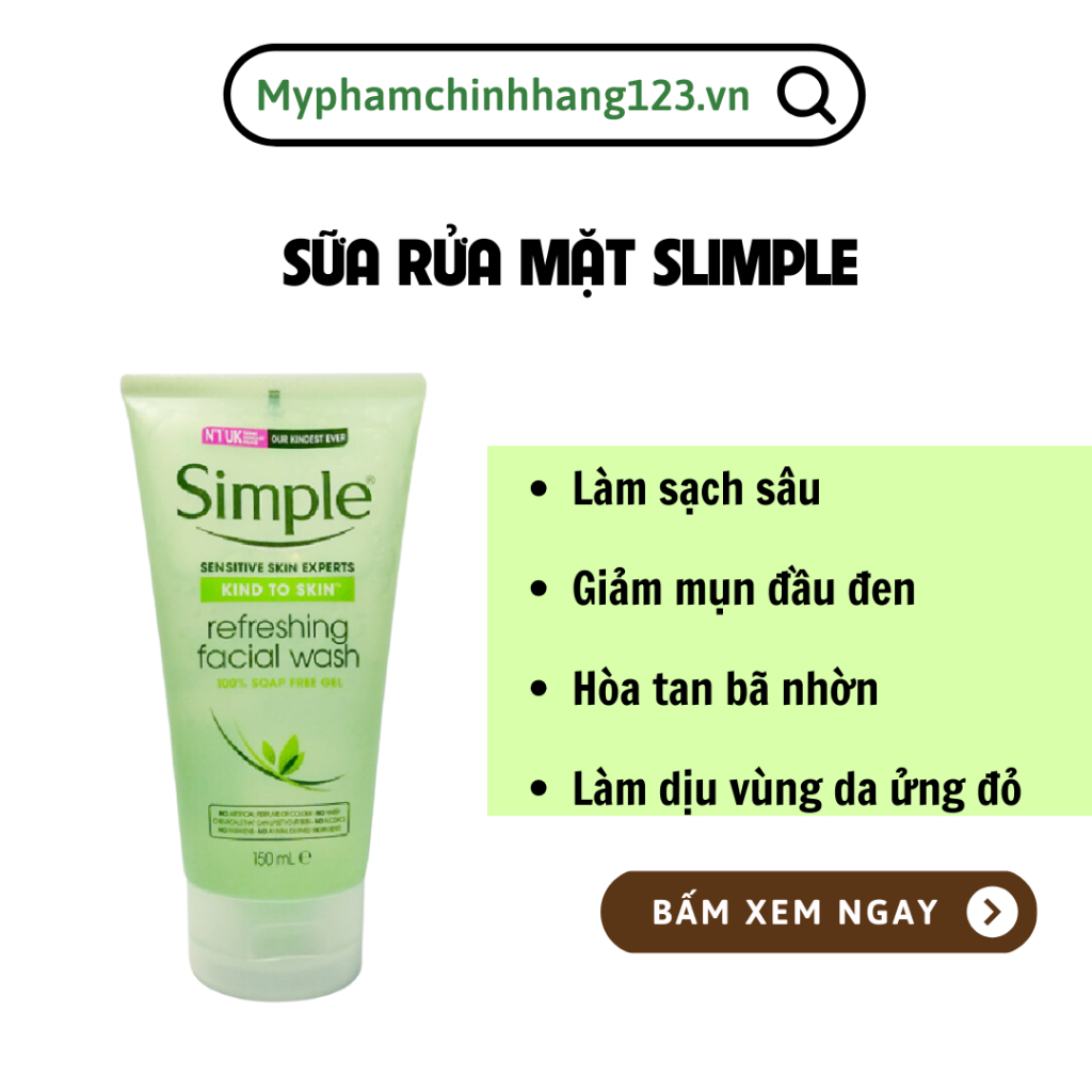 Sữa rửa mặt Simple 150ml dành cho da nhạy cảm