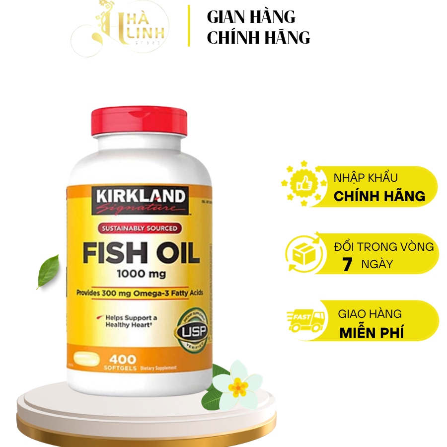 Dầu cá Fish Oil Complex 1000mg Kirkland signature hộp 400 viên sáng mắt tăng thị lực.