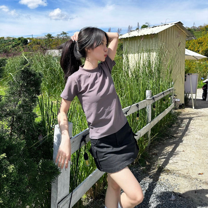 Áo thun babybtee thun gân basic trơn The Famous