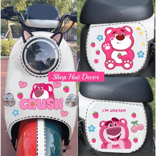Sticker gấu dâu cute dán xe máy, xe điện...cắt sẵn khuôn, chống nước tuyệt đối siêu bền,KT 27x18cm, Shop Huệ Decor
