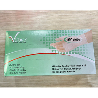 Găng tay y tế vglove không bột, có bột latex - hộp 100 chiếc - găng tay kháng khuẩn 5.8g