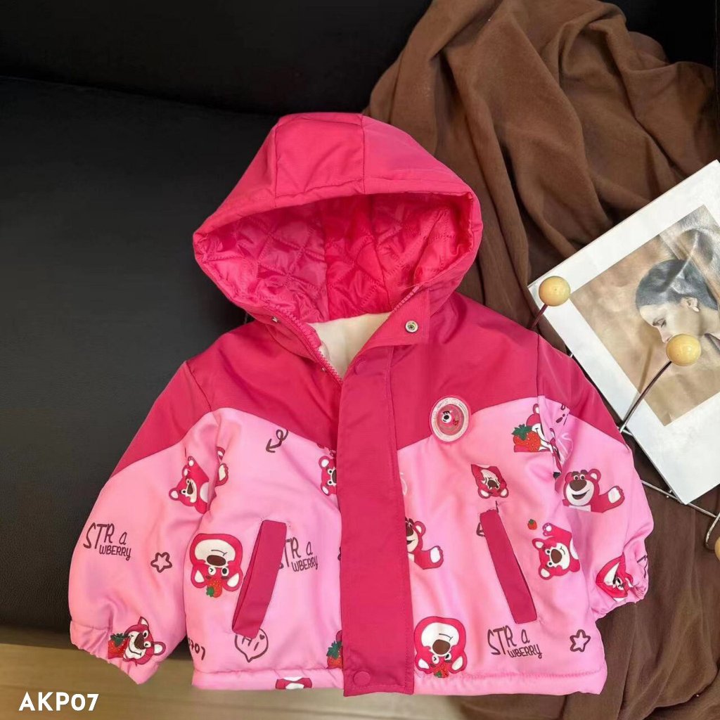 Áo khoác phao cho bé gái, áo khoác phao gấu cho bé Thanh Hằng Baby 11kg đến 28kg