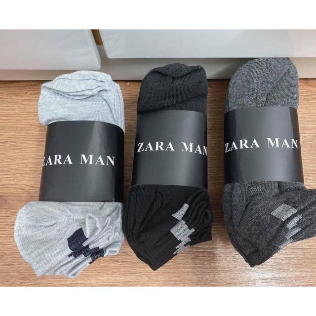 Tất vớ Zara nam nữ cổ ngắn chất cotton mềm mại thấm hút mồ hôi cực tốt