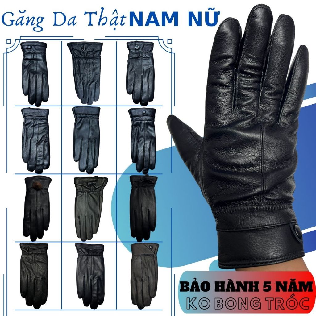 Găng Tay Nam Nữ Chất Liệu Da Thật Cao Cấp Mỏng Nhẹ Không Lo Bong Nổ, Dễ Dàng Cầm Nắm Và Lái Xe - BH 5 Năm