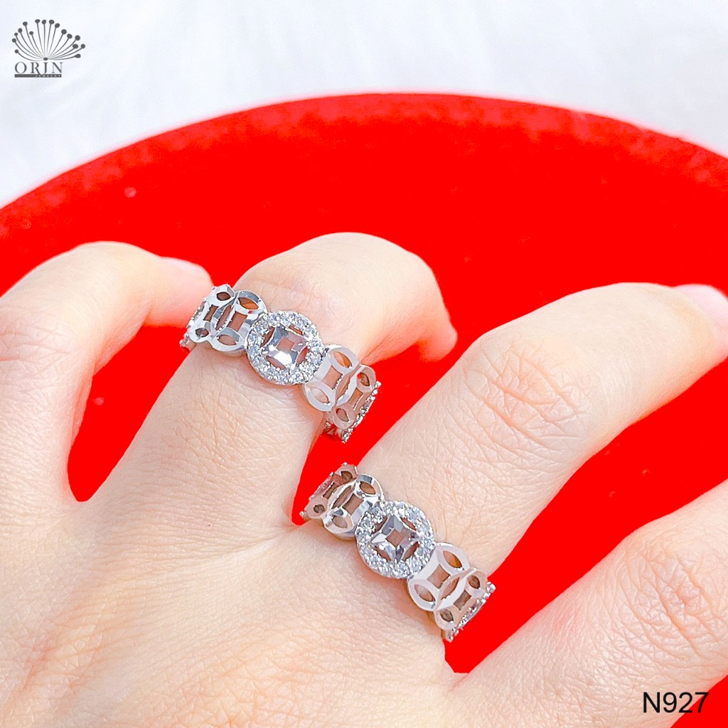 Nhẫn nữ trẳng bản tròn vừa đính đá thiết kế cao cấp Orin N927