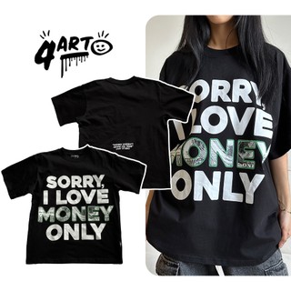 Áo thun 4Art LOVE MONEY Cotton 2 chiều 235gsm Hình in lụa Oversized Unisex Màu Đen