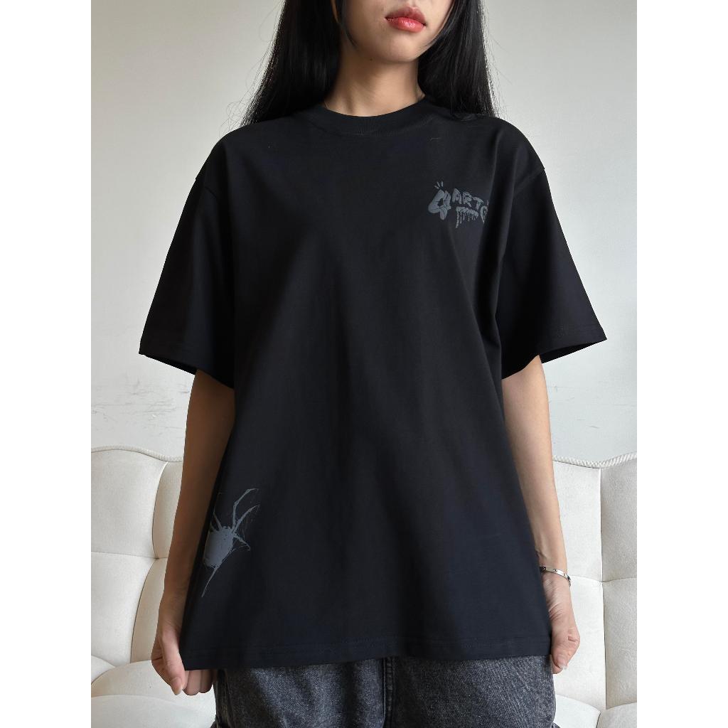 Áo thun 4Art NHỆN - Cotton 2 chiều 235gsm - Hình in nổi - Oversized - Unisex - Màu Đen