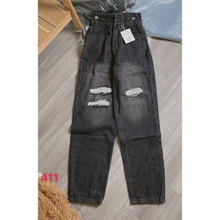 Baggy Jean Đai Nút Rách
