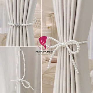 Vén buộc rèm cửa kiểu Ngọc Trai Xinh Xắn CUTE - dạng hít tiện dụng - Phụ kiện trang trí rèm cửa