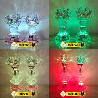 Đèn bàn thờ hoa sen pha lê cao cấp có led 7 màu, trang trí bàn thờ gia tiên, bàn thờ phật chspl-01