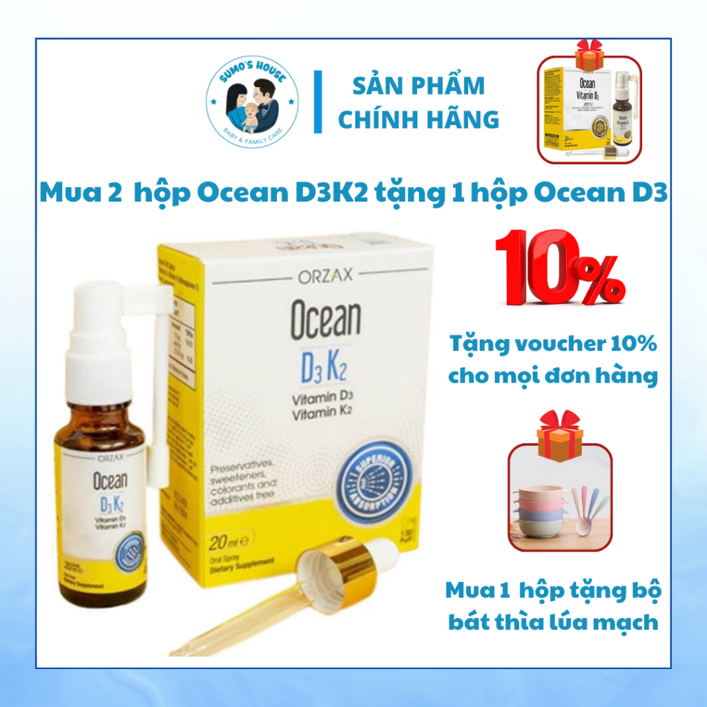 OCEAN D3 K2 20 ml từ Orzax - bổ sung vitamin D3 và K2