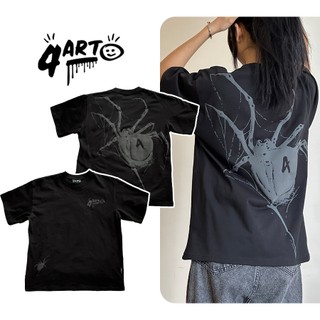Áo thun 4Art NHỆN Cotton 2 chiều 235gsm Hình in nổi Oversized Unisex Màu Đen