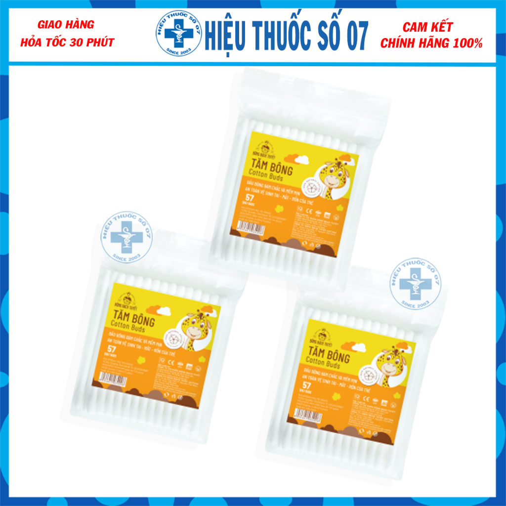 Tăm bông Cotton Buds Bông Bạch Tuyết đầu bông bám chắc, mềm mịn, an toàn vệ sinh tai - mắt - rốn cho bé
