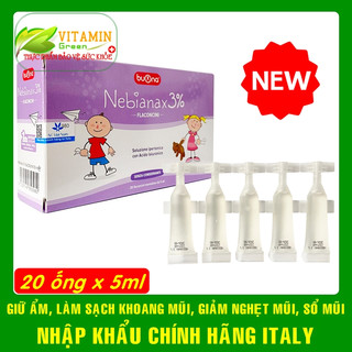 Dung dịch nhỏ mũi Buona Nebial / Nebianax 3% Flaconcini giữ ẩm và giảm nghẹt mũi (20 tép) | Nhập khẩu chính hãng Italy