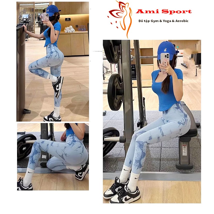 Quần tập gym nữ chun mông, quần legging thể thao nữ tôn dáng, vải co giãn thoải mái AMI-B28