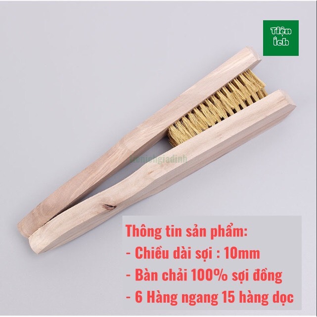 Bàn Chải Sợi Đồng Đánh Rỉ Sét Chà Cọ Bề Mặt Kim Loại Kích Thước 27cm Tay Cầm Cán Gỗ  Đầu bàn chải làm bằng sắt, cán bằng