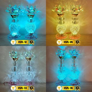Đèn thờ hoa sen pha lê cao cấp có led nhiều màu, đồ trang trí bàn thờ gia tiên, bàn thờ phật chspl-03