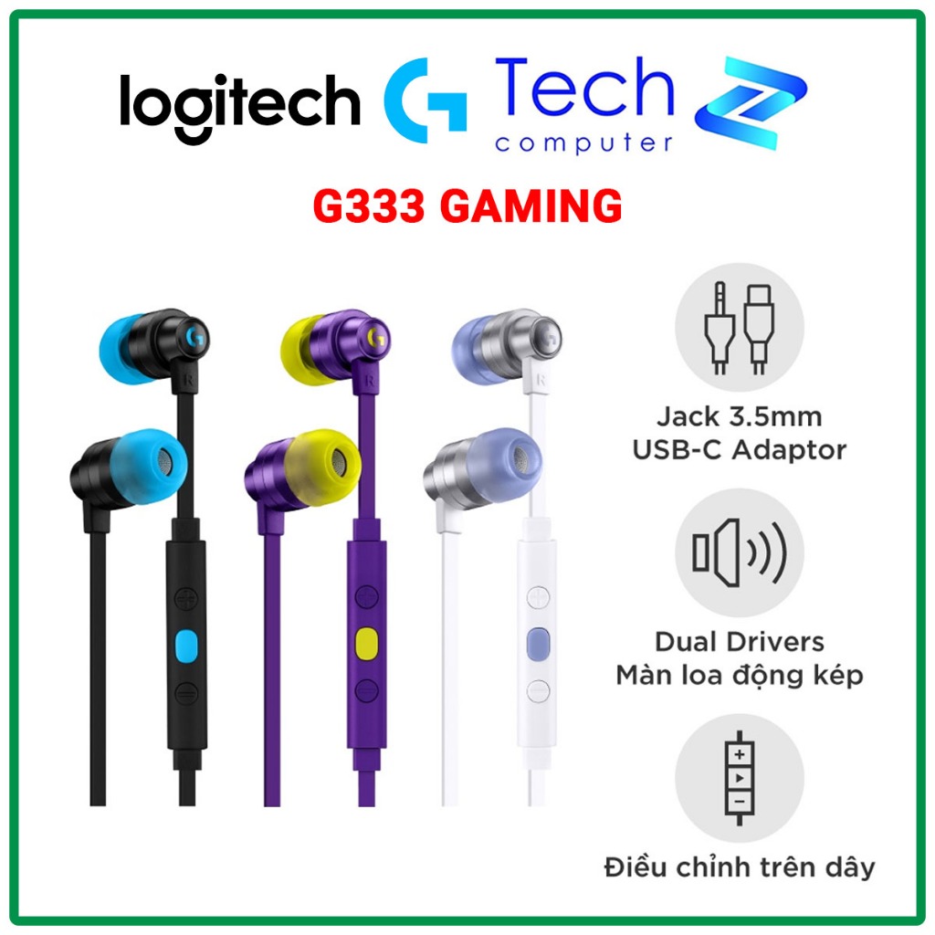 Tai nghe Logitech G333 Gaming (Trắng / Tím / Đen)
