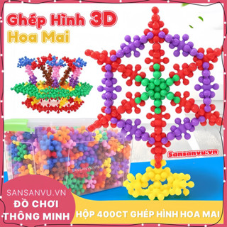 Đồ chơi xếp hình hoa mai 3D màu macaron xoay chiều, mô hình lắp ráp hoa tuyết cho bé