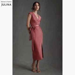 Váy dự tiệc cổ chữ v vạt chéo màu quế hoa hồng Julina Louisa Cinnamon Rose - JF946