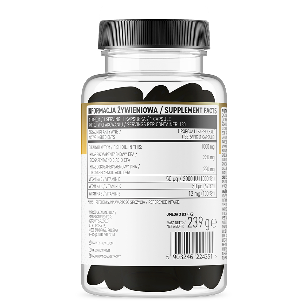 Ostrovit Omega 3 D3K2  - Hỗ Trợ Hệ Tim Mạch, Trí Não, Tăng Cường Thị Lực, Sáng Mắt, Chắc Xương