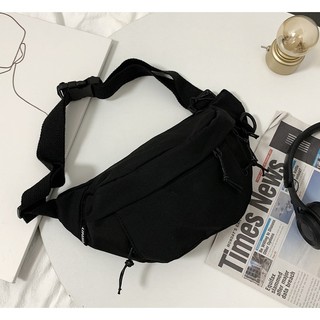  31x15cm Túi bao tử đeo hông vải dù đen phong cách thời trang đơn giản thể thao có sẵn Đà Nẵng. 