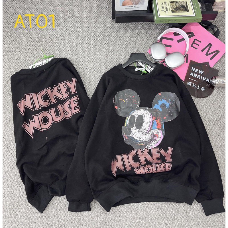 Áo nỉ cổ tròn các mẫu unisex nam nữ tay chuông dày dặn THA955