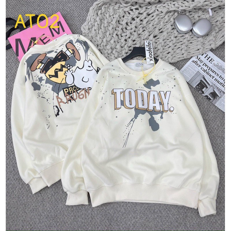 Áo nỉ cổ tròn các mẫu unisex nam nữ tay chuông dày dặn THA955