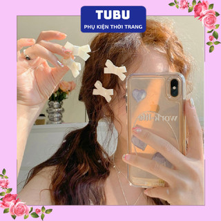 Set 4 kẹp tóc nơ vải mini dễ thương phong cách Hàn Quốc cho nữ | Tubu
