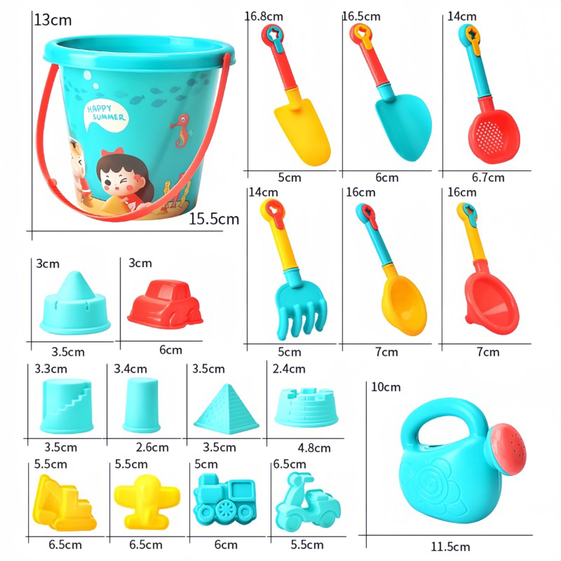 Đồ chơi xúc cát nhiều chi tiết kèm xô, đồ chơi đi biển cho bé trai, bé gái