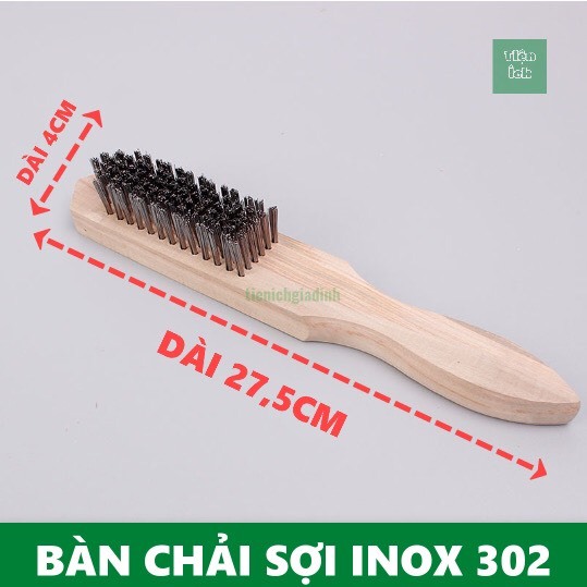 Bàn Chải Sợi Đồng Đánh Rỉ Sét Chà Cọ Bề Mặt Kim Loại Kích Thước 27cm Tay Cầm Cán Gỗ  Đầu bàn chải làm bằng sắt, cán bằng
