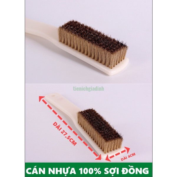 Bàn Chải Sợi Đồng Đánh Rỉ Sét Chà Cọ Bề Mặt Kim Loại Kích Thước 27cm Tay Cầm Cán Gỗ  Đầu bàn chải làm bằng sắt, cán bằng