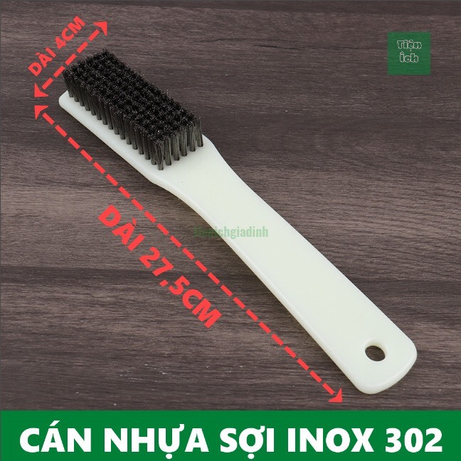 Bàn Chải Sợi Đồng Đánh Rỉ Sét Chà Cọ Bề Mặt Kim Loại Kích Thước 27cm Tay Cầm Cán Gỗ  Đầu bàn chải làm bằng sắt, cán bằng