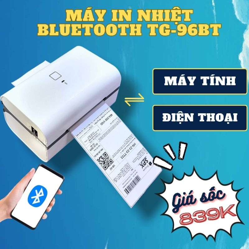 Máy in nhiệt Bluetooth TG-96BT, khổ A7, kết nối điện thoại và máy tính, tốc độ in 180mm/s [Bảo hành 12 tháng]